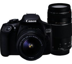 CANON EOS 1300D DSLR Camera with 18-55 mm DC III Zoom Lens and EF 75-300 mm f/4.0-5.6 III Telephoto Zoom Lens - Black
